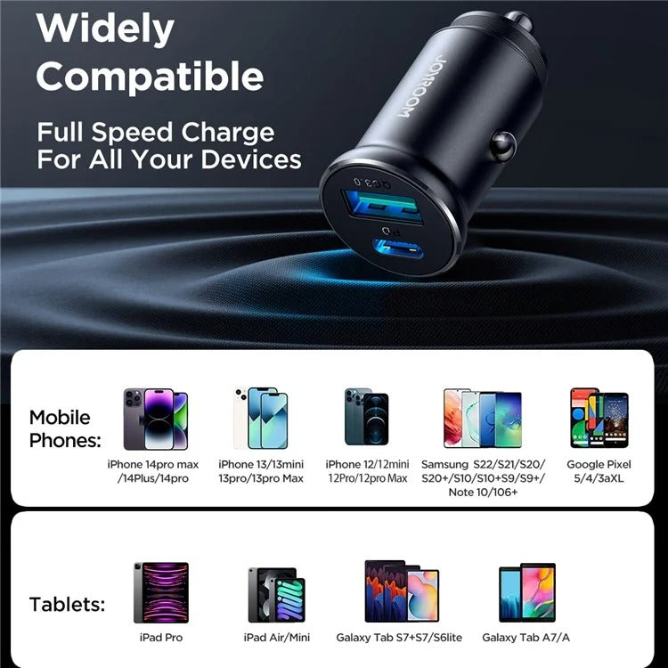 Joyroom CCN05 Mini 30W USB + Type-C Fast Charging (PD+QC3.0) Car Charger – view 3