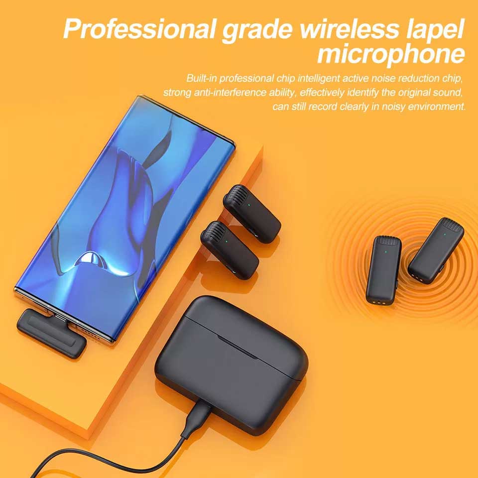 J13 Type-C Dual Wireless Lavalier Microphone with Charging Case – view 3