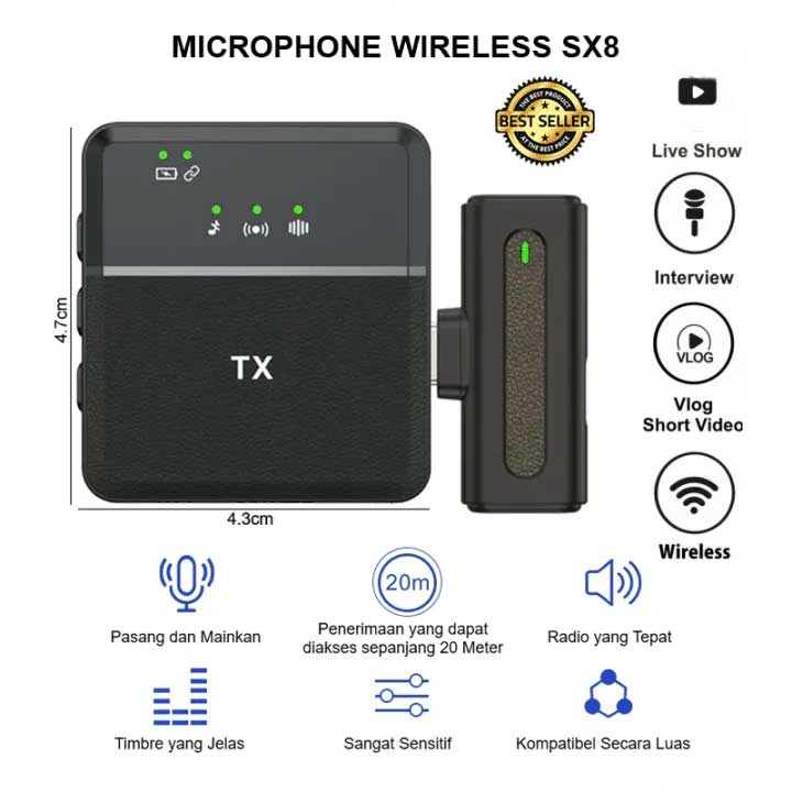 SX8 Type-C Single Professional Lavalier Wireless Microphone – view 3