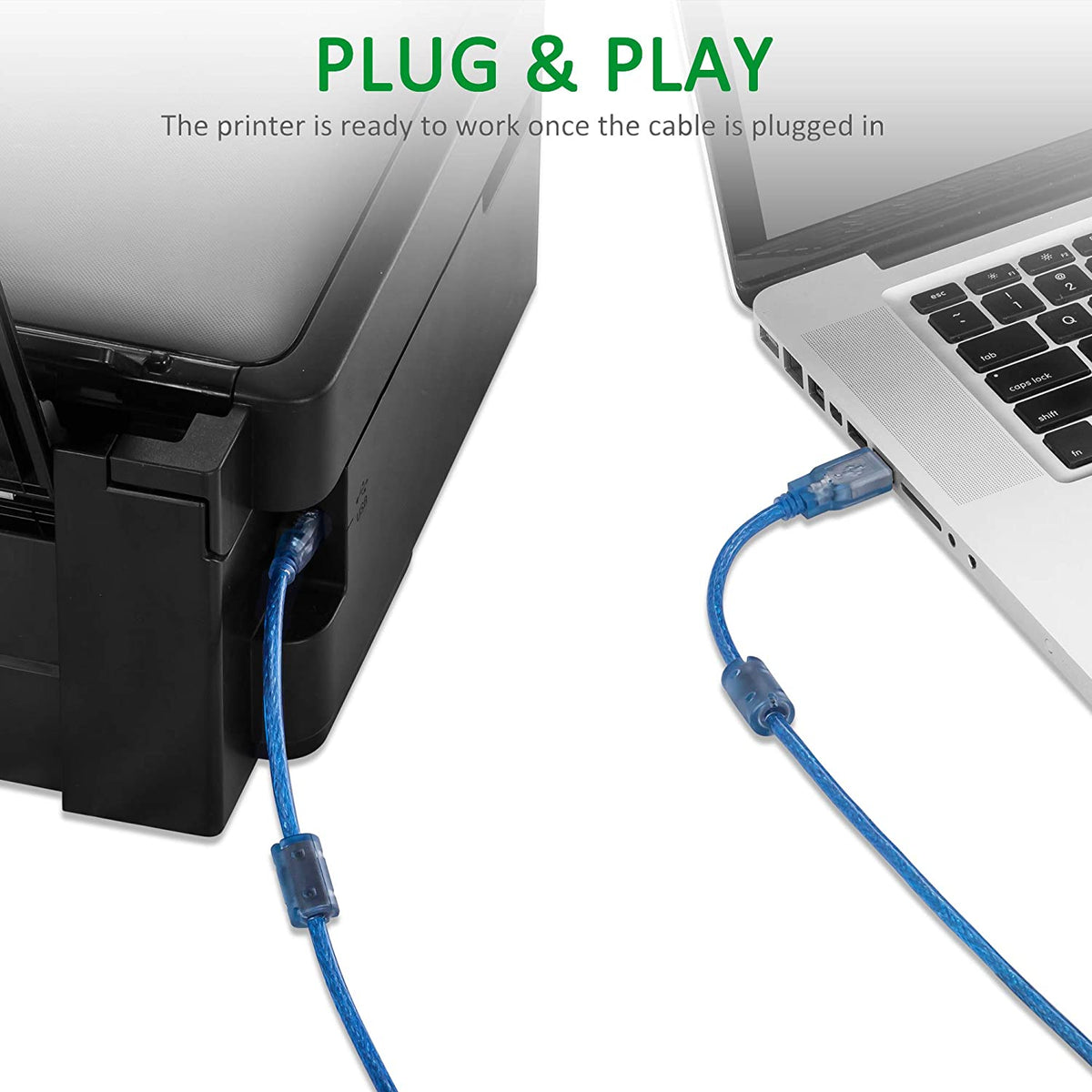 USB 2.0 Printer Cable (Type A to B) – 3m – view 3