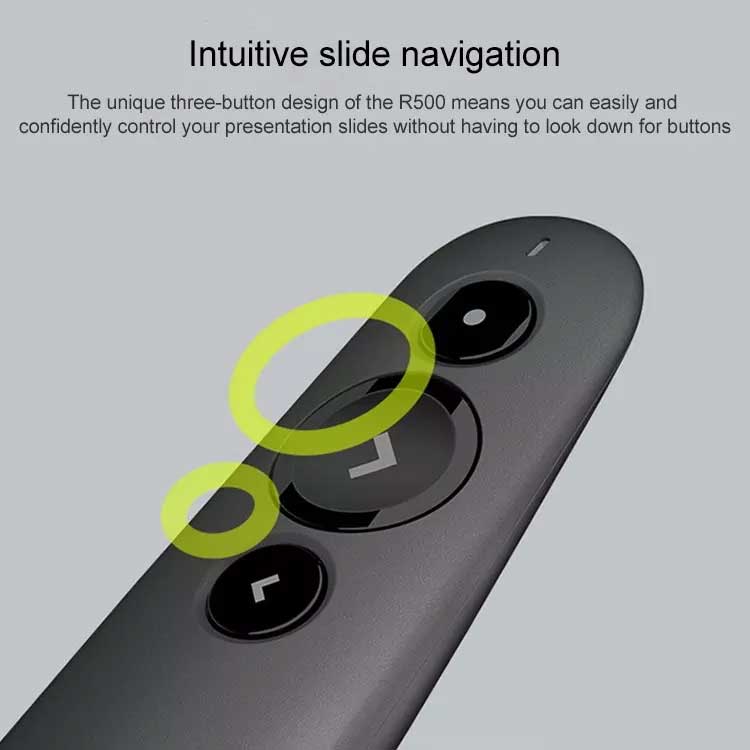 Logitech R500 Wireless Presentation Clicker – Bluetooth & USB, PowerPoint/Keynote/Google Slides – view 3