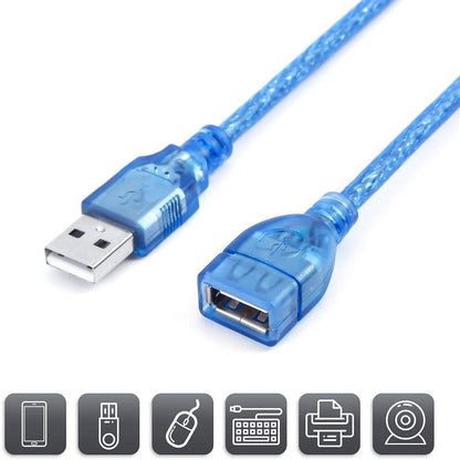 USB 2.0 Extension Cable, Crystal Blue – 1.5m