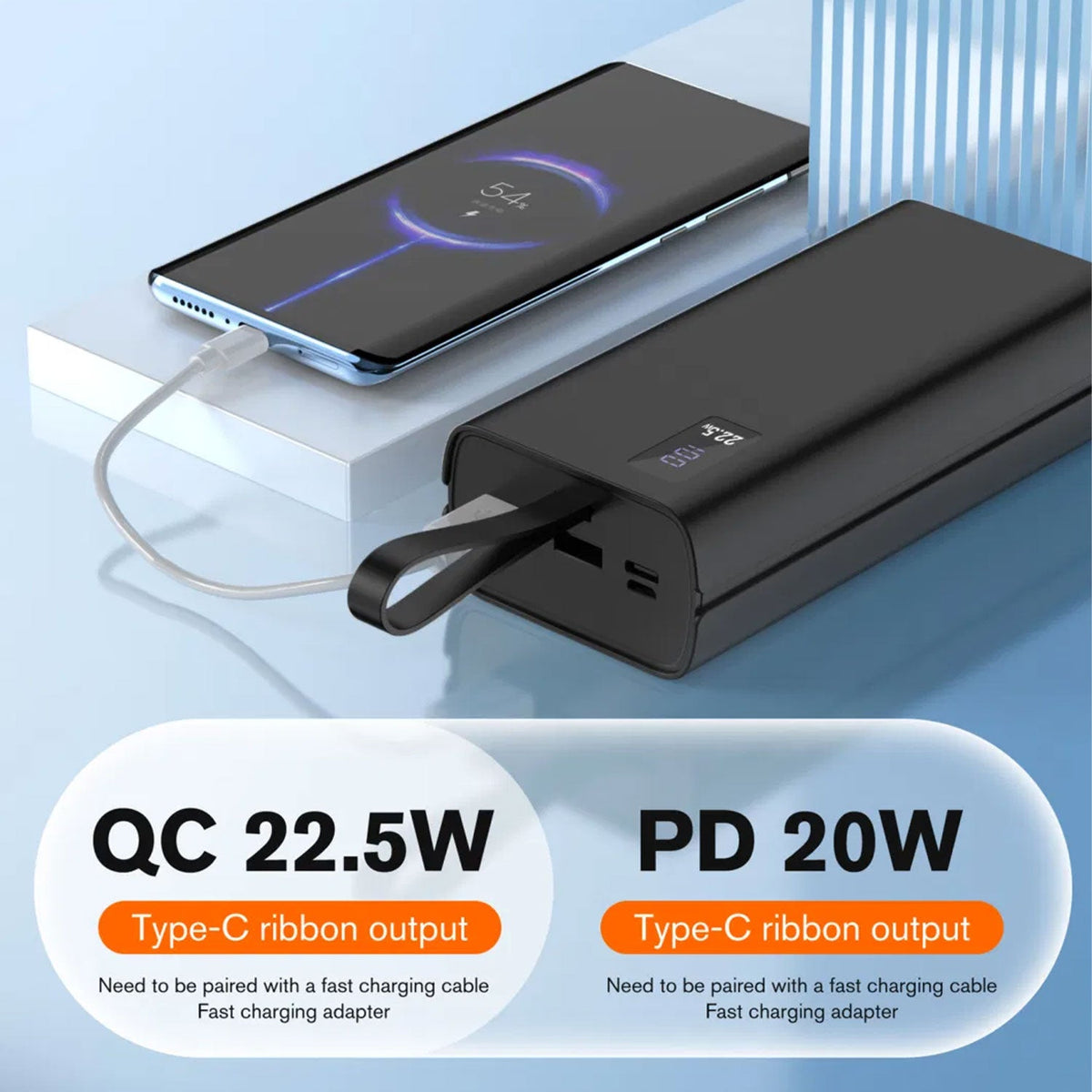 Aspor A337 22.5w Pd 30000mah Fast Charge Power Bank Lcd Display Black – view 3