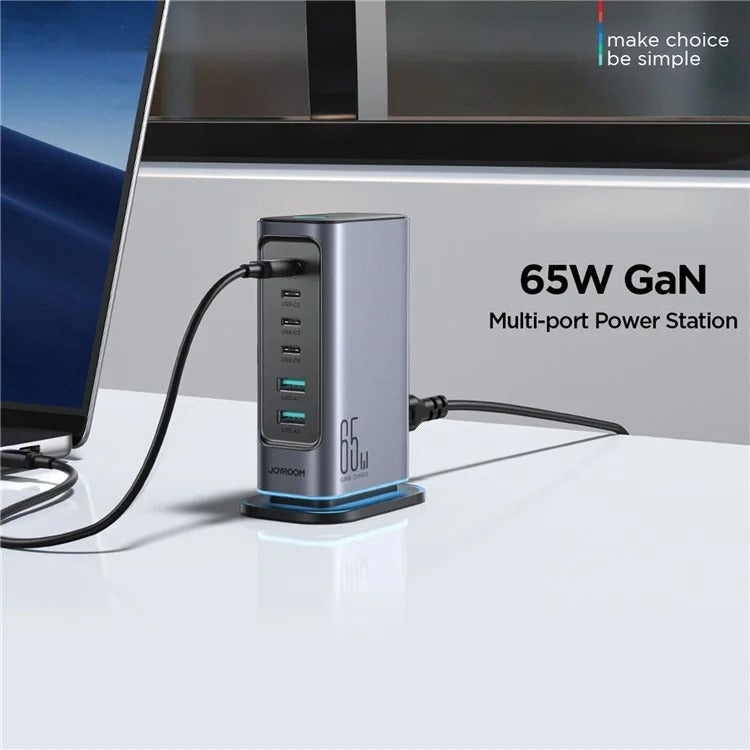 Joyroom TCM02 65W 6-Port EU Plug GAN Desktop Charging Station Hub – view 3