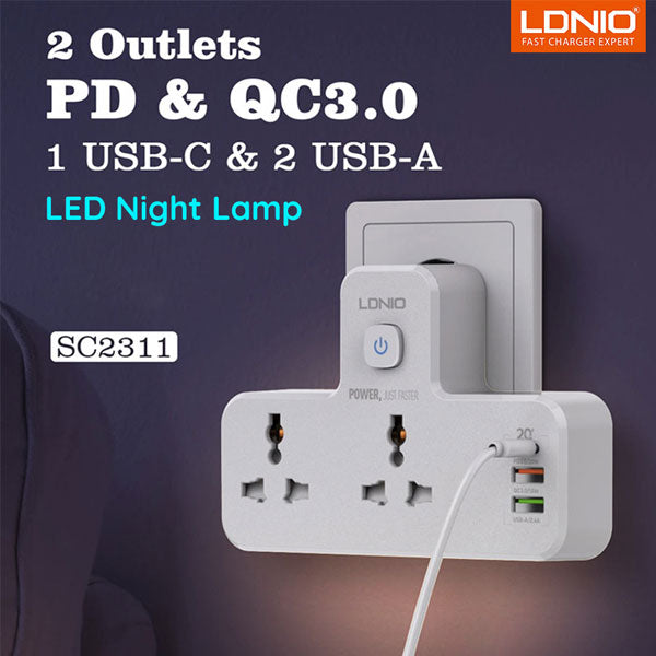 Ldnio SC2311 20W PD Fast Charging Power Extension with Touch Night Lamp – view 3