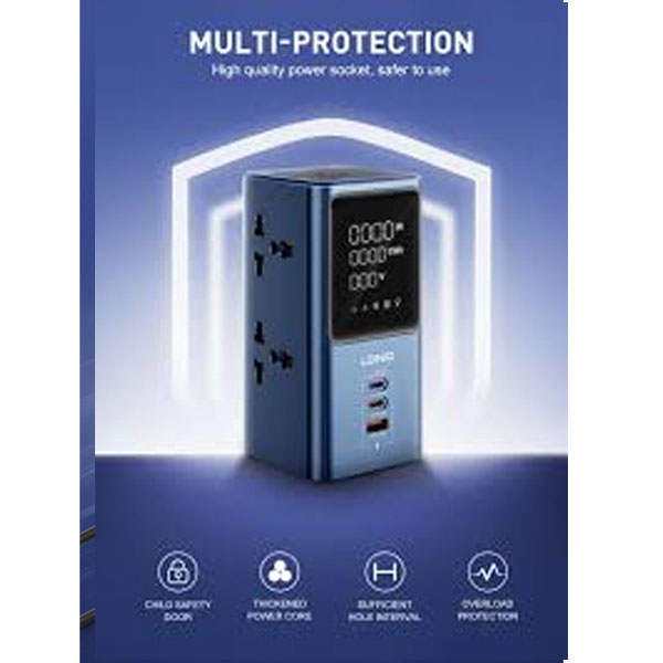 Ldnio SC2 7-in-1 Power Extension with Fast Charging (4 Sockets, 2 USB-C + 1 USB-A) – view 3