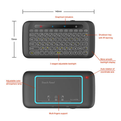 H20 Universal Mini Backlight Touchpad Wireless Keyboard Air Mouse Controller – view 3