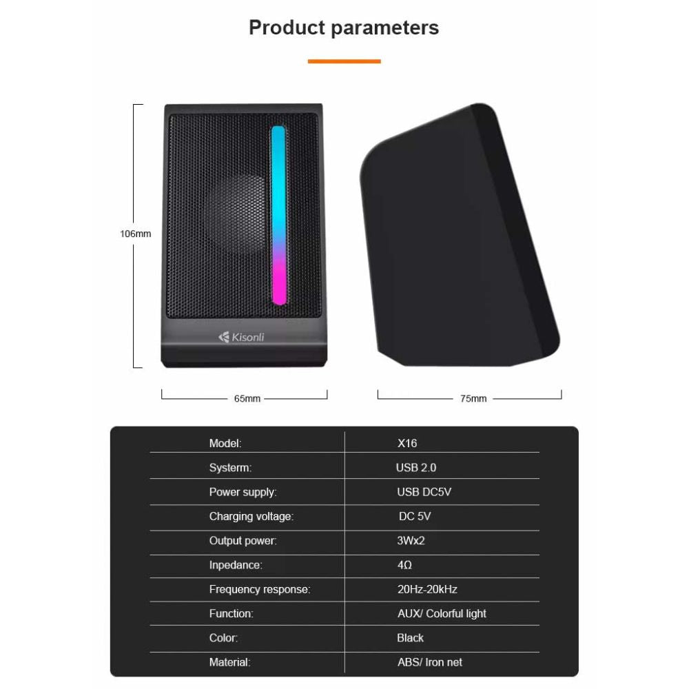 Kisonli X16 Mini USB 2.0 Portable Speaker (RGB) – view 4