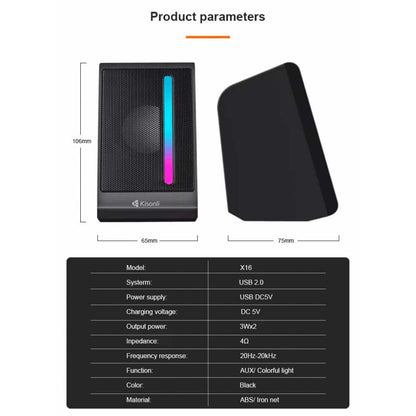 Kisonli X16 Mini USB 2.0 Portable Speaker (RGB) – view 4