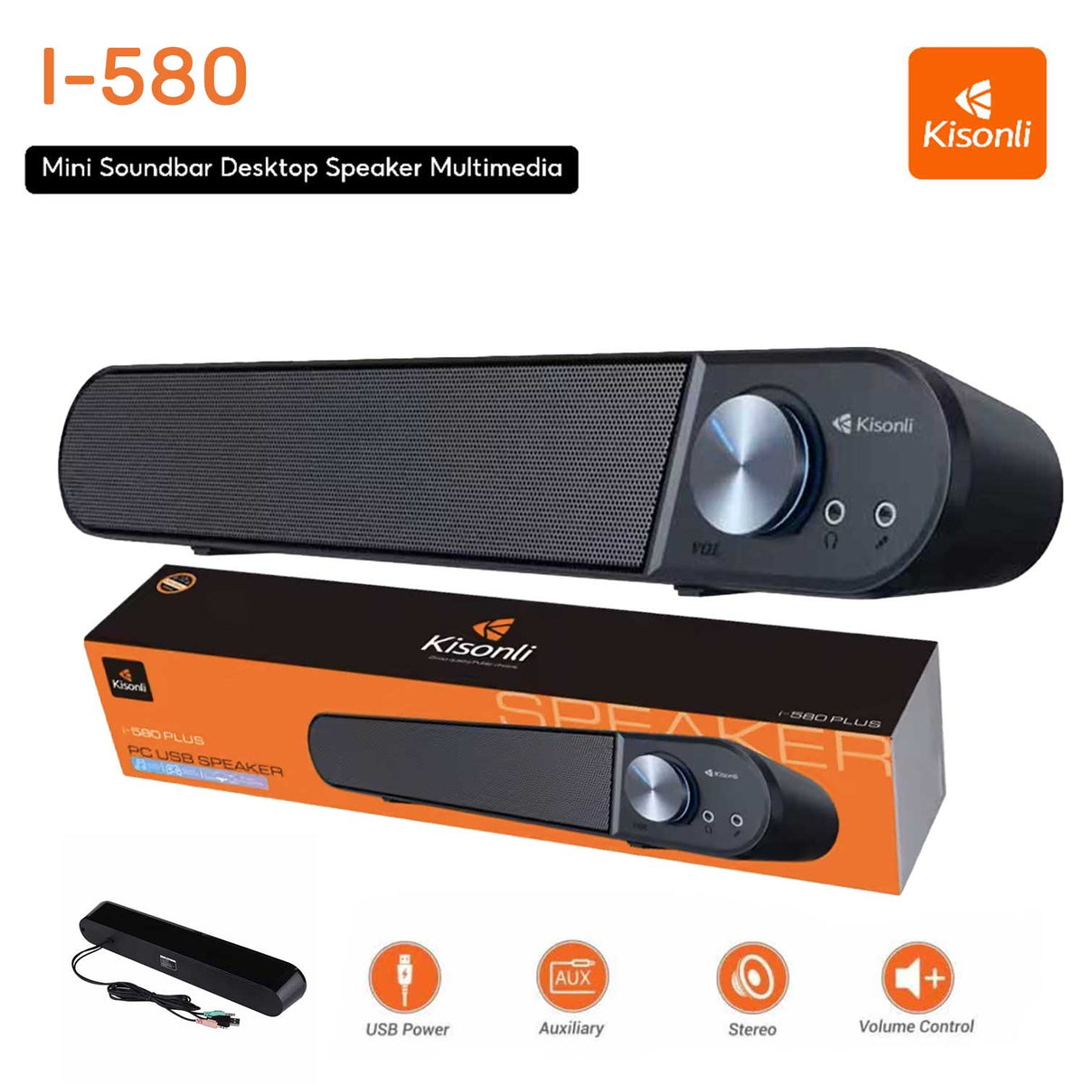 Kisonli I-580 Plus Home Theater USB Soundbar (Headset + Mic Jack) – view 4