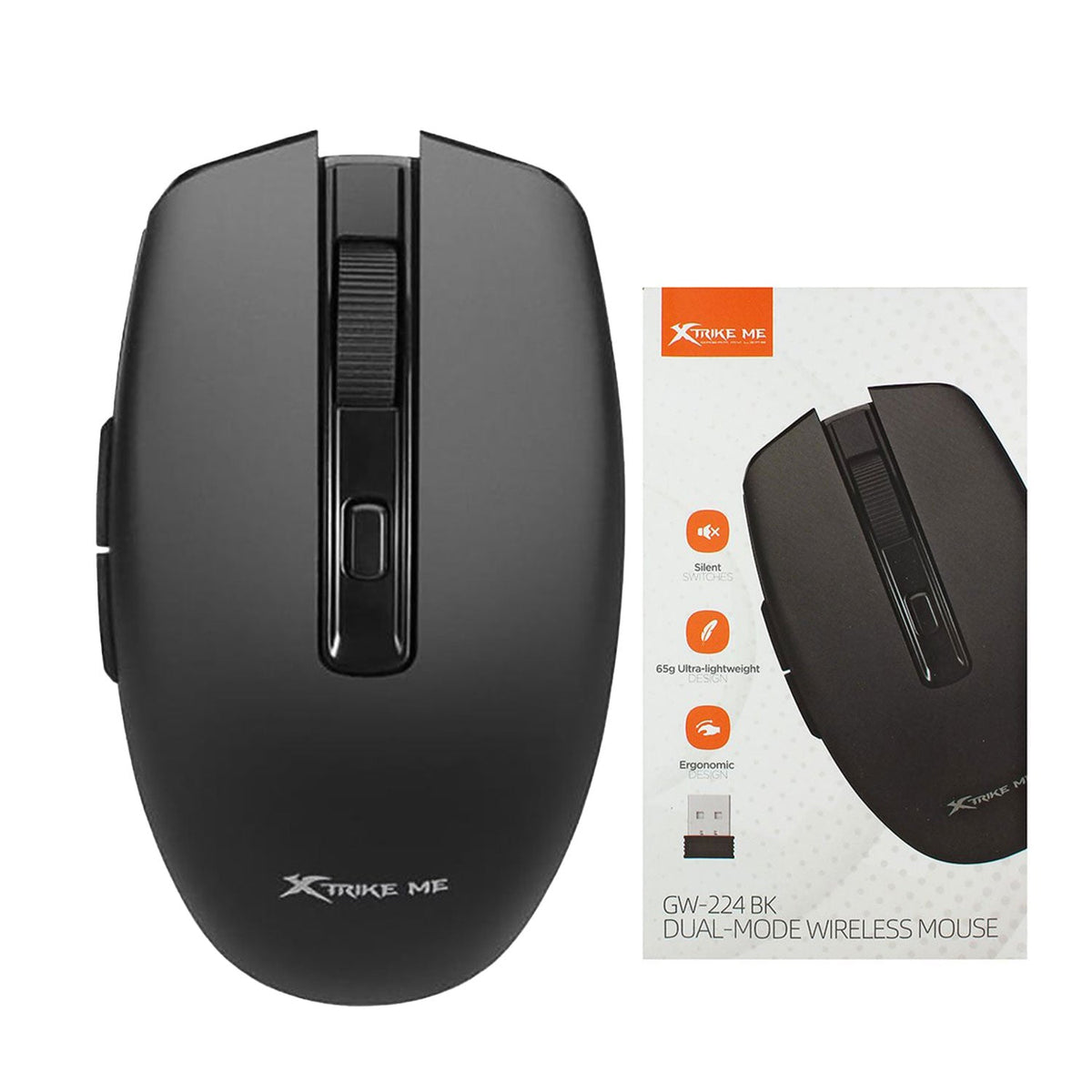Xtrike Me Gw-224 Bk Wireless Mouse 2.4g Bt 5.2 800-1200-1600dpi Black – view 4