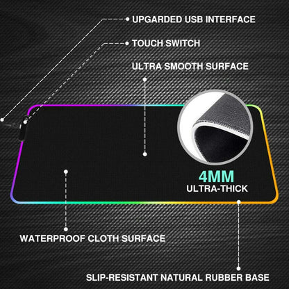 Rgb Gaming Mouse Pad Large (800×300×4mm) Led Mousepad With Non-slip Rubber Base Soft Pad – view 4