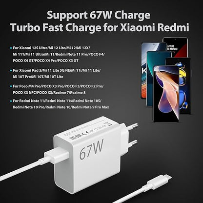 Xiaomi 67w EU Plug QC3.0 Fast Quick Wall Turbo Charger With Cable – view 4