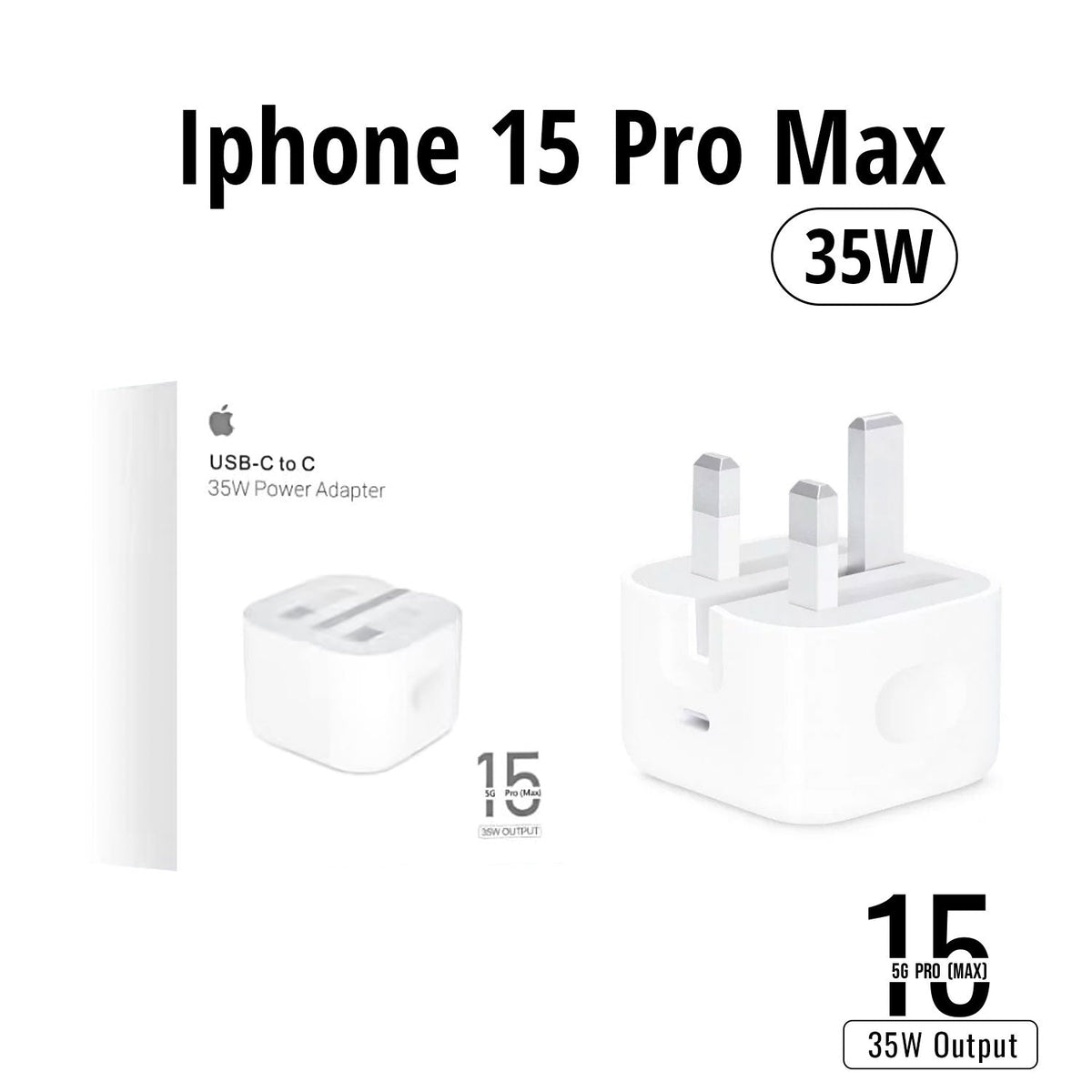 iPhone 15 Pro Max 3 Pin (UK Pin) 35w USB-C Power Adapter – view 4