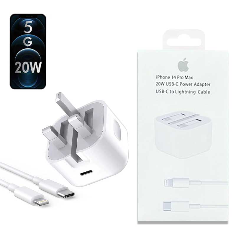 iPhone USB-C PD 20w Power Adapter Charger 3 Pin (UK Pin) With Cable – view 4