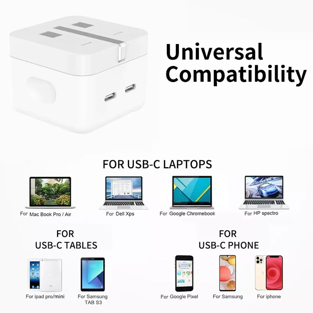 iPhone 14 Pro 3 Pin (UK Pin) 50w USB-C+C Power Adapter With USB-C To Lightning Cable – view 4