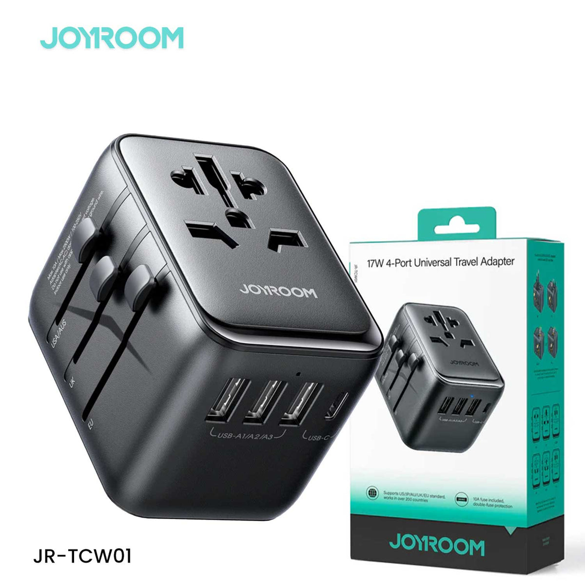 JR-TCW01 17W 4-Port Universal Travel Adapter (Black) – view 4
