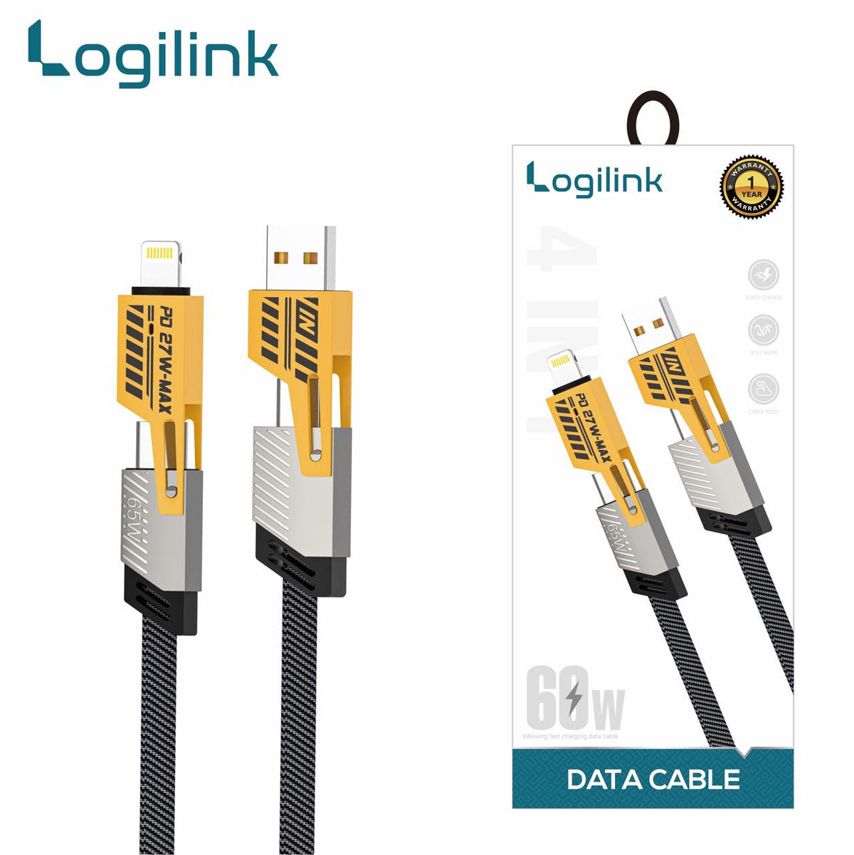 4-in-1 Multi USB PD Charging Cable (Type-C To C, C To Lightning, USB To C, USB To Lightning) – view 4