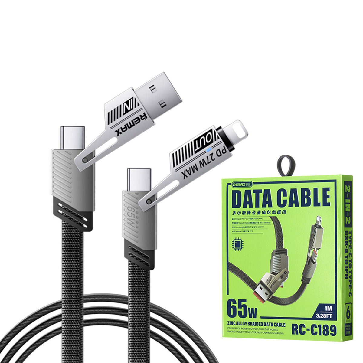 Remax RC-C189 65W 4-in-1 Multi Functional Data Cable Black – view 4