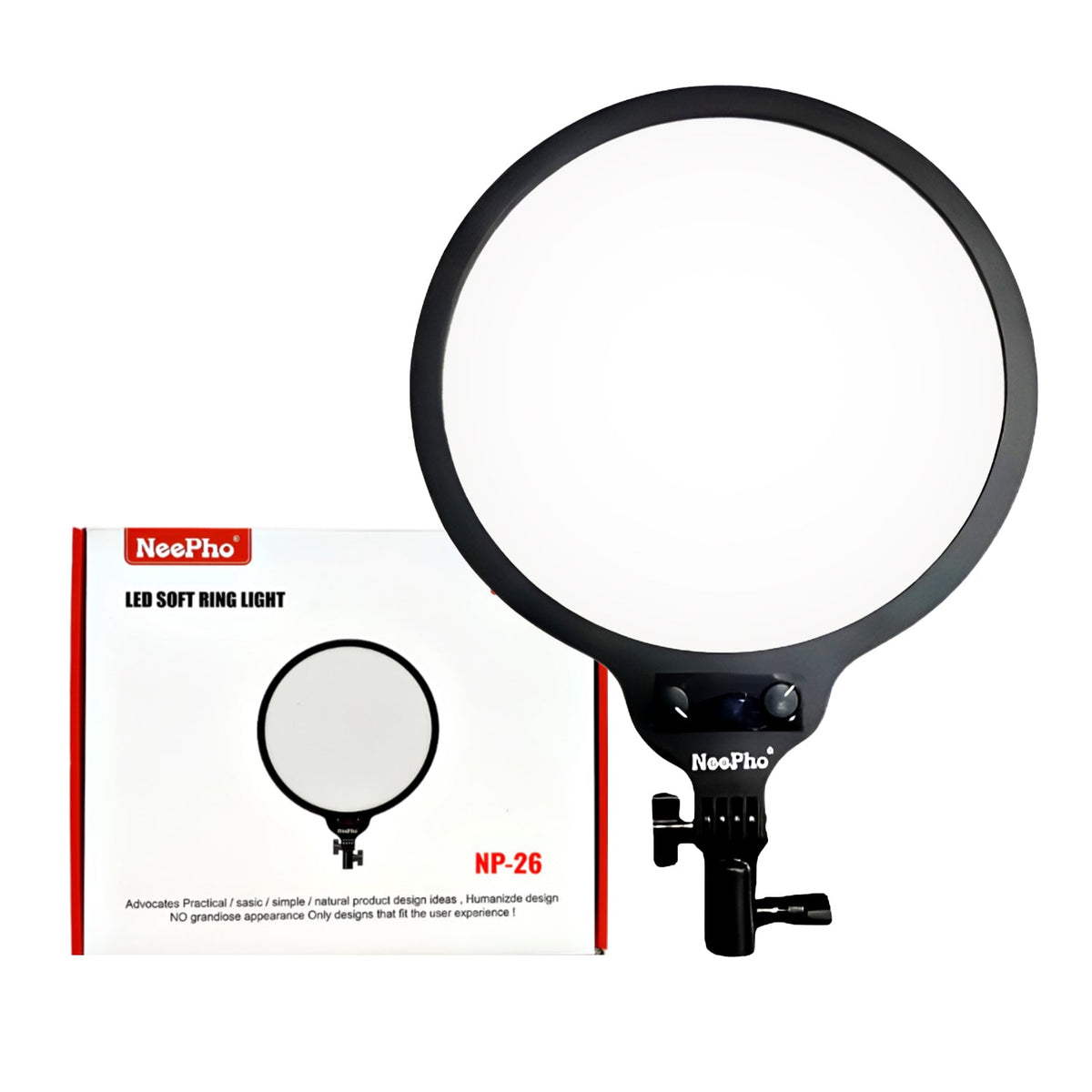 Neepho 26cm LED Soft Ring Light with 360° Rotating Pan Tilt – view 4