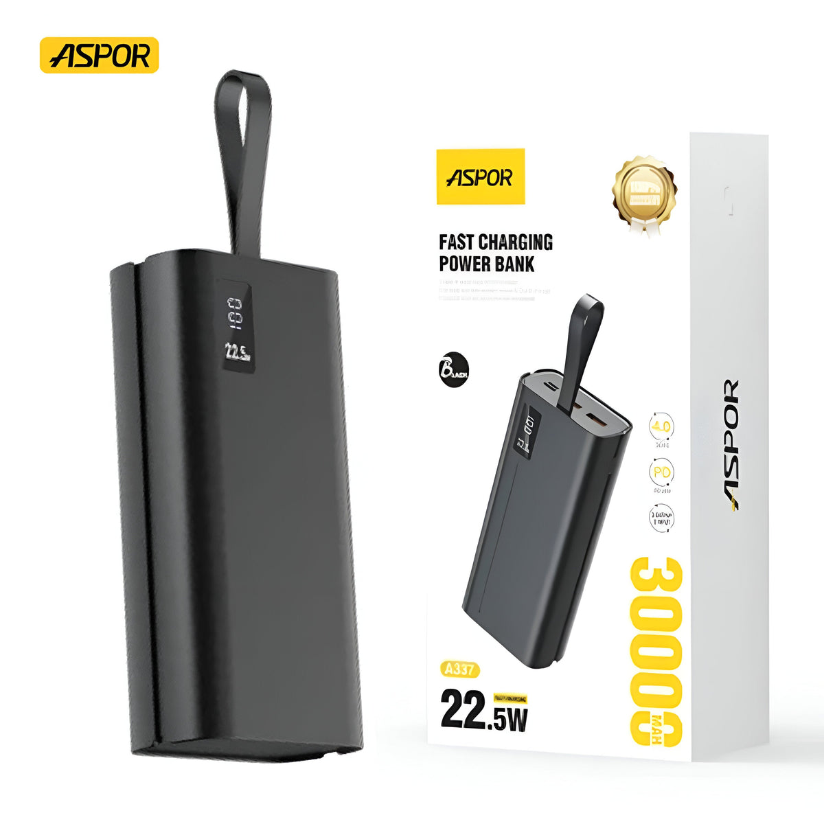 Aspor A337 22.5w Pd 30000mah Fast Charge Power Bank Lcd Display Black – view 4