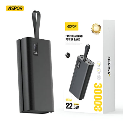 Aspor A337 22.5w Pd 30000mah Fast Charge Power Bank Lcd Display Black – view 4