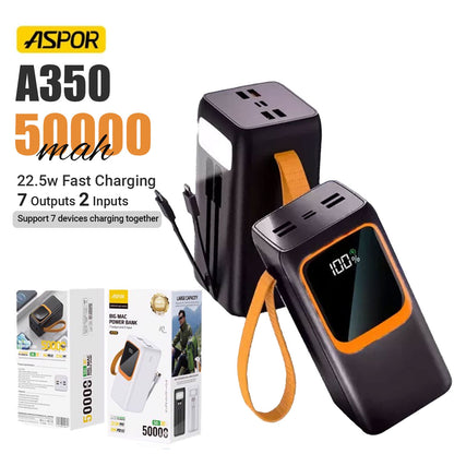 Aspor A350 22.5w 50000mah Fast Charging Type-c Micro Ios 7 Output With Built-in Flashlight Power Bank – view 4