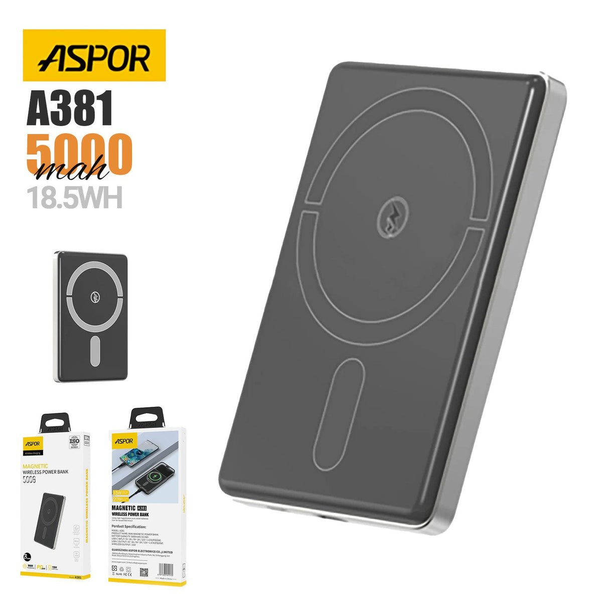 Aspor A381 Magnetic Portable Mini 5000mah Wireless Power Bank – view 4