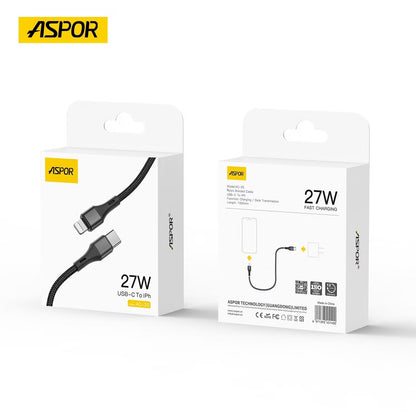 Aspor AC-20 27W Type-C To Lightning Fast Charging Nylon Braided Data Cable 1.2m – view 4