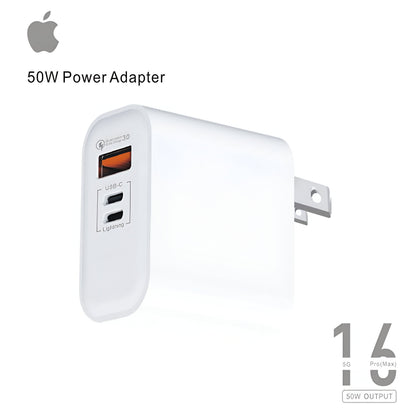 iPhone 16 Pro Max 50w Power Adapter With 3 Ports (USB-A, USB-C or Lightning) – view 4