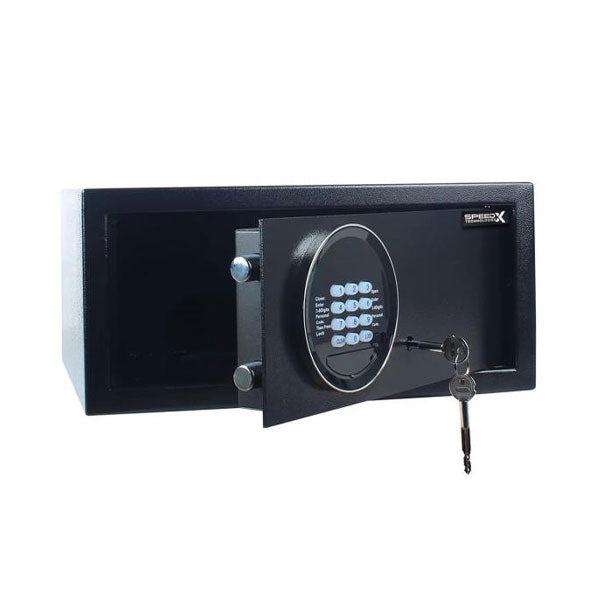 SpeedX SP-SF101 Heavy-Duty Steel Security Safe with Alarm System – Home & Office Locker (Black)