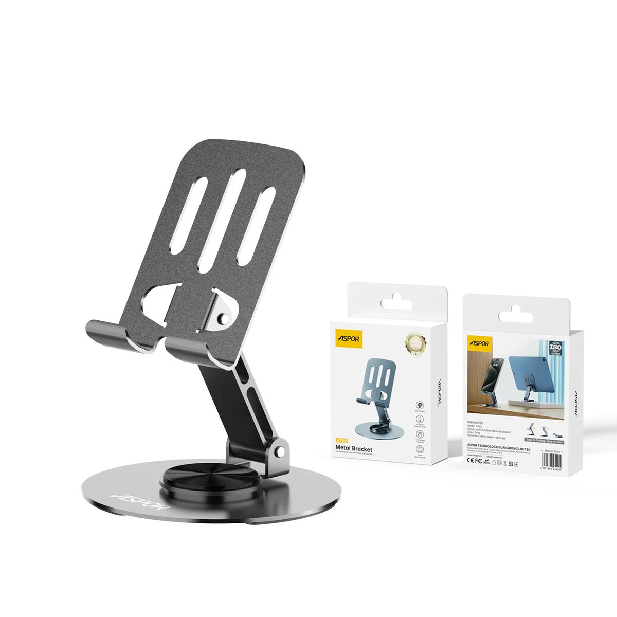 Aspor A702 Foldable Mobile Phone & Tablet Desktop Stand – view 4