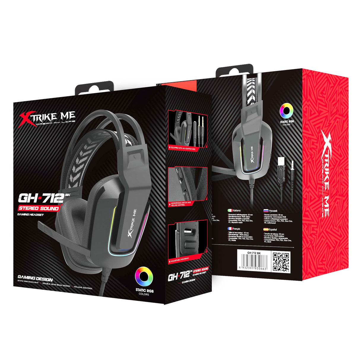 Xtrike Me GH712 RGB Gaming Headset with Noise Reduction Mic (Black) – view 4