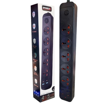 504PU Speed-X Premium Portable Power Strip (5 Socket + 2 USB + 2 Type-C, 2m Cable) – view 4