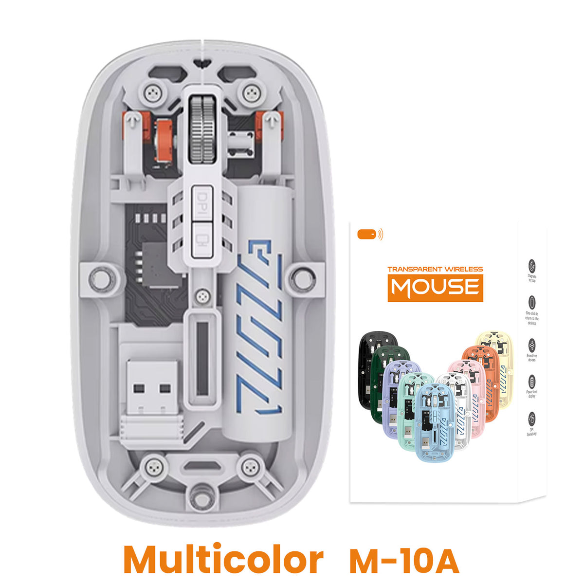New Transparent M-10A Wireless & Bluetooth Dual-Mode Rechargeable Mouse