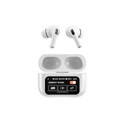 A9 Pro ANC/ENC Touch-Screen Wireless Earbuds – White