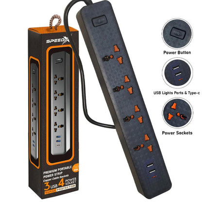 403PUC Speed-X Premium Portable Power Strip (4 Socket + 2 USB + 1 Type-C) – view 4