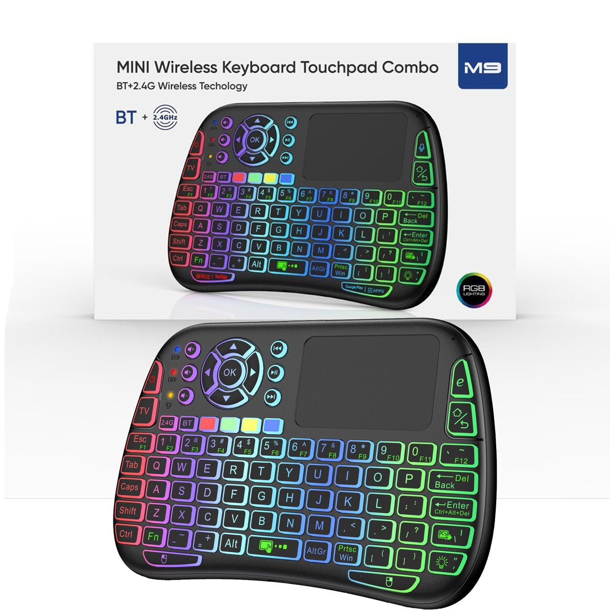 M9 Bluetooth Mini Wireless Keyboard 7 Backlit 2.4g Air Mouse Remote Touchpad – view 4