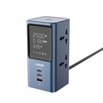 Ldnio SC2 7-in-1 Power Extension with Fast Charging (4 Sockets, 2 USB-C + 1 USB-A)
