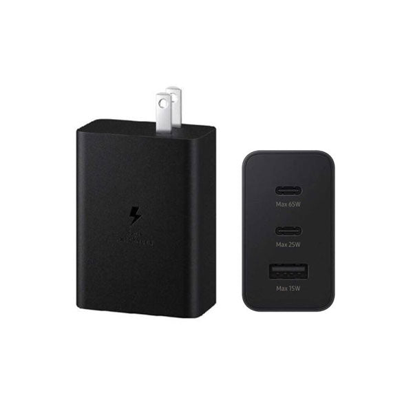 65w Samsung US Pin PD Power Adaptor Trio (USB-C x2 Ports, USB-A Port)