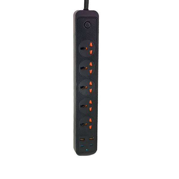 504PU Speed-X Premium Portable Power Strip (5 Socket + 2 USB + 2 Type-C, 2m Cable)