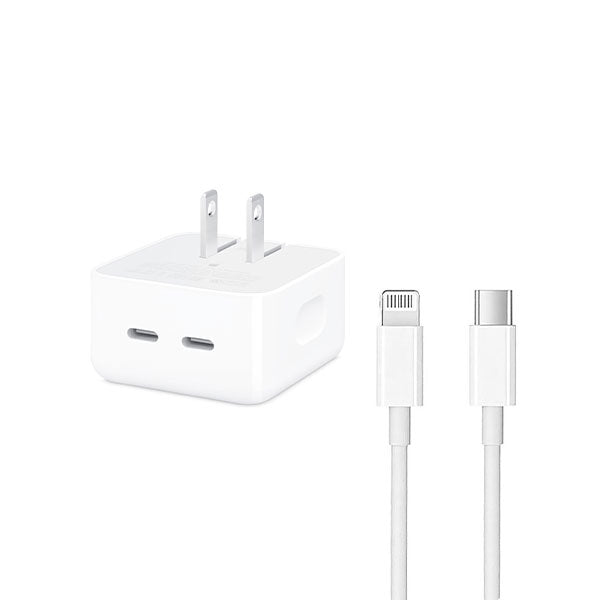 iPhone 14 Pro 2 Pin (US Pin) 50w USB-C+C Power Adapter With USB-C To Lightning Cable