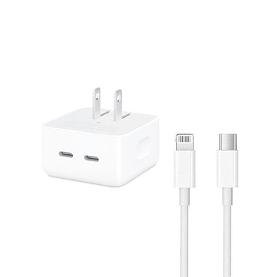 iPhone 14 Pro 2 Pin (US Pin) 50w USB-C+C Power Adapter With USB-C To Lightning Cable