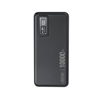 Aspor A300 Power Bank Original 10000mah Li-polymer Battery 4 In1 Power Bank Black