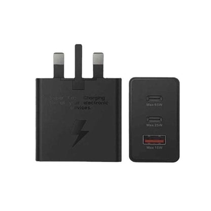 65w Samsung UK Pin PD Power Adaptor Trio (USB-C x2 Ports, USB-A Port)