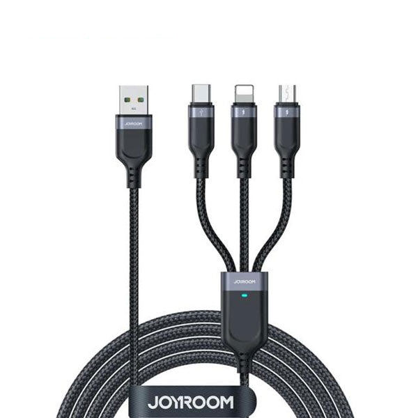 Joyroom S-1T3018A18 Multi-Use 3.5A USB-A To Lightning+Type-C+Micro 3-in-1 Data Cable 2m Black