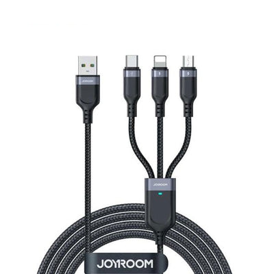 Joyroom S-1T3018A18 Multi-Use 3.5A USB-A To Lightning+Type-C+Micro 3-in-1 Data Cable 2m Black