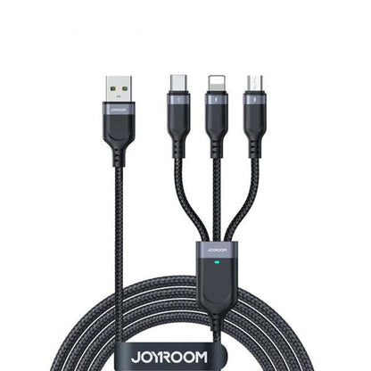 Joyroom S-1T3018A18 Multi-Use 3.5A USB-A To Lightning+Type-C+Micro 3-in-1 Data Cable 2m Black