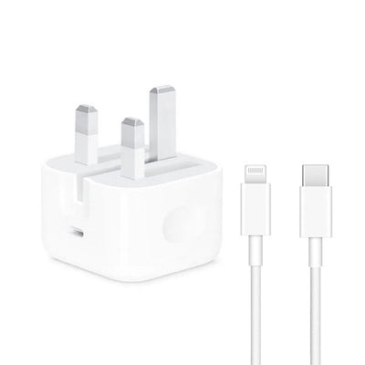 iPhone USB-C PD 20w Power Adapter Charger 3 Pin (UK Pin) With Cable