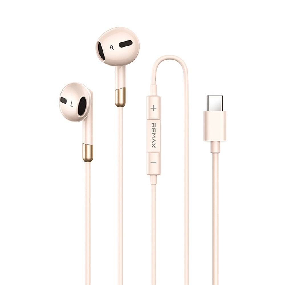 Remax RM-05A Metal Type-C Wired Earphones with Mic (Apricot)